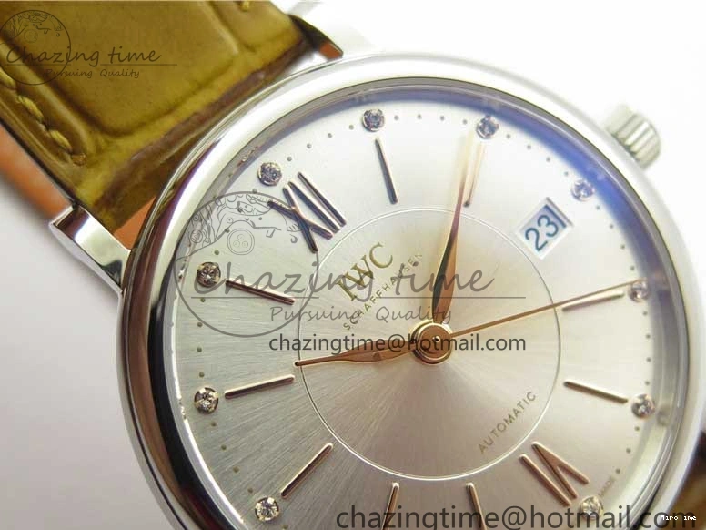 MIROTIME 0127 Durable Portofino 37mm SS V7F 1:1 Best Edition White Dial on Light Brown Leather Strap A 7092